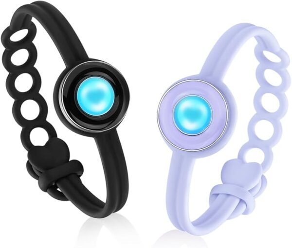 TOTWOO Long Distance Touch Bracelets, Light up & Vibration for Love - Pair of Bracelets Long Distance Relationship Gifts for Girlfriend, Mother-Daughter, Sisters Bluetooth APP Set Up Pairing Jewelry