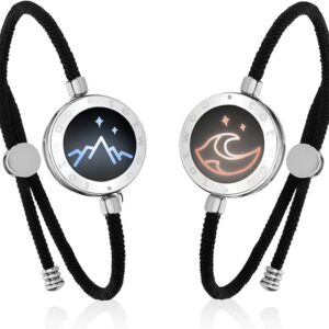 TOTWOO Long Distance Touch Bracelets for Couples, Vibration & Light up for Love Couples Bracelets | Long Distance Relationship Gifts for Girlfriend Bluetooth Pairing Jewelry