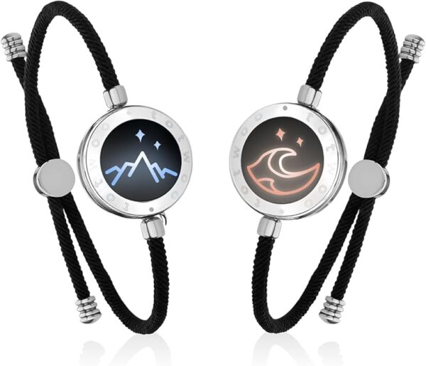 TOTWOO Long Distance Touch Bracelets for Couples, Vibration & Light up for Love Couples Bracelets | Long Distance Relationship Gifts for Girlfriend Bluetooth Pairing Jewelry
