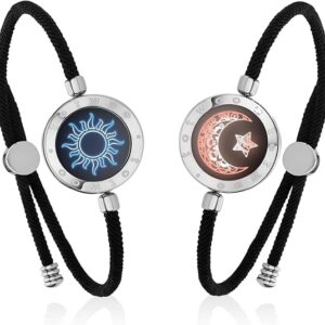 TOTWOO Long Distance Touch Bracelets for Couples, Vibration & Light up for Love Couples Bracelets | Long Distance Relationship Gifts for Girlfriend Bluetooth Pairing Jewelry
